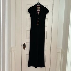 Designer wool jumpsuit wide leg